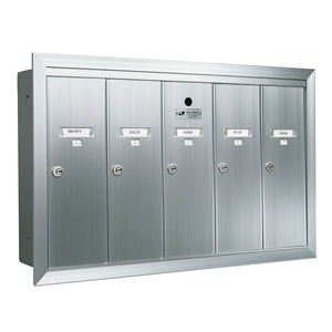 5 Compartment Fully Recessed Vertical Replacement Mailboxes- Anodized Aluminum