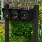 Whitehall Triple Mount MailVault Mailbox Rack with Pyramid Caps (3 Mailboxes, Tri-Mount Rack with MailVault Hardware)