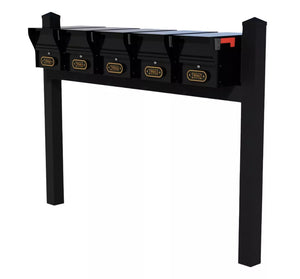 Whitehall Quint Mount MailVault Mailbox Rack with Pyramid Caps (5 Mailboxes, Quint Mount Rack with MailVault Hardware)