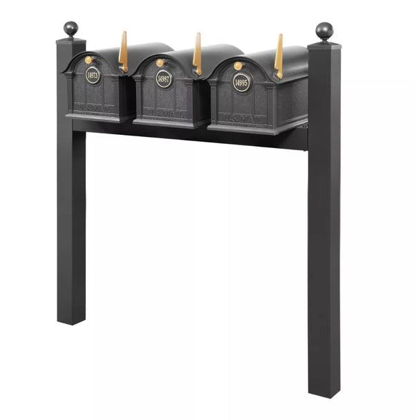 Balmoral Triple Mount Mailbox Set with Personalized Door Medallions & Ball Finials – Available in Black, Bronze, and White