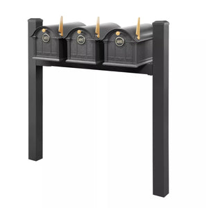 Balmoral Triple Mount Mailbox Set with Personalized Door Medallions & Cap Finials – Available in Black, Bronze, and White