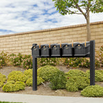 Balmoral Quint Mount Mailbox Set with Personalized Door Medallions & Cap Finials – Available in Black, Bronze, and White