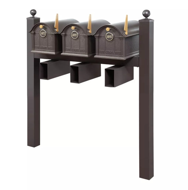 Balmoral Triple Mount Mailbox Set with Personalized Door Medallions, Newspaper Holders & Ball Finials – Available in Black, Bronze, and White