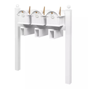 Balmoral Triple Mount Mailbox Set with Personalized Door Medallions, Newspaper Holders & Ball Finials – Available in Black, Bronze, and White