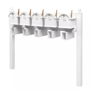 Balmoral Quint Mount Mailbox Set with Personalized Door Medallions, Newspaper Holders & Ball Finials – Available in Black, Bronze, and White