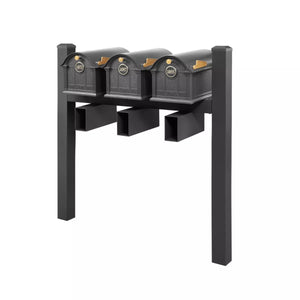 Balmoral Triple Mount Mailbox Set with Personalized Door Medallions, Newspaper Holders & Cap Finials – Available in Black, Bronze, and White