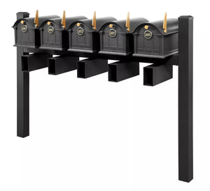 Balmoral Quint Mount Mailbox Set with Personalized Door Medallions, Newspaper Holders & Cap Finials – Available in Black, Bronze, and White