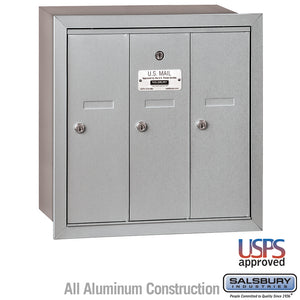Salsbury 3503RU 3 Door Vertical Mailbox Finish Recessed Mounted USPS Access