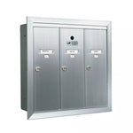 3 Compartment Fully Recessed Vertical Replacement Mailboxes - Anodized Aluminum