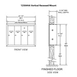 4 Compartment Fully Recessed Vertical Replacement Mailboxes- Anodized Aluminum