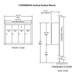 4 Compartment Surface Mount Vertical Mailboxes - Anodized Aluminum