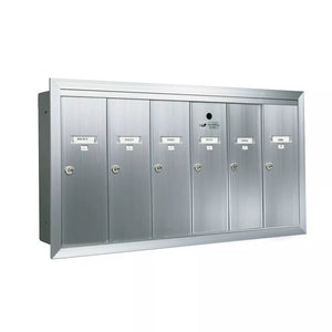 6 Compartment Fully Recessed Vertical Replacement Mailboxes- Anodized Aluminum