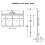 6 Compartment Surface Mount Vertical Mailboxes - Anodized Aluminum