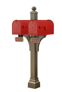 Janzer Multi-Mount Double Mailbox Decorative Post (Optional Mailboxes Available)