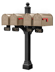 Janzer Multi-Mount Quad Mailbox Decorative Post (Optional Mailboxes Available)