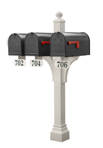 Janzer Multi-Mount Triple Mailbox Decorative Post (Optional Mailboxes Available)