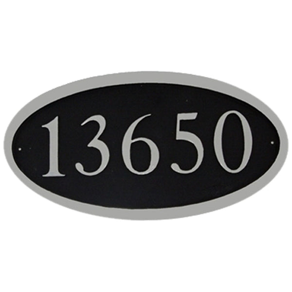 Oval Cast Aluminum Address Plaque with Flat Letters (19