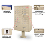 16 Door F Spec Cluster Box Unit with Pedestal