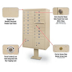 16 Door F Spec Cluster Box Unit with Pedestal