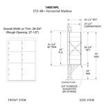 1400 Series Front-Loading Horizontal Mailboxes - 6 Large Parcel lockers