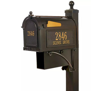 WH-ESM-Mailbox & Post Combo-Bronze with Gold Letters