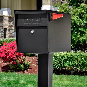 mb-high-security-package-Mailbox & Post Combo, Parcel Delivery Mailboxes-Black