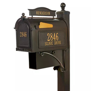 WH-ULT-Mailbox & Post Combo-Bronze with Gold Lettering