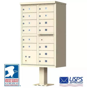 13 Door Cluster Mailbox- USPS Approved 13-Tenant CBU (Pedestal Included)