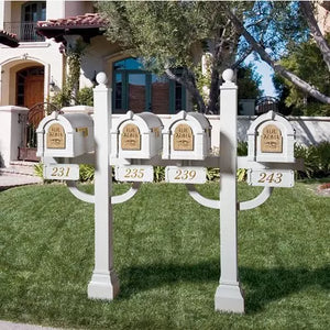 Keystone Series Quad Deluxe Multi-Mount Mailbox Post - Inner Positioned (Mailboxes not included)