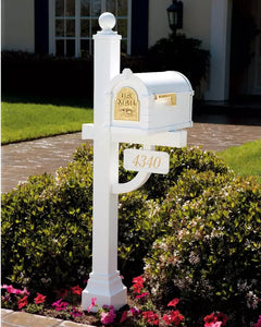 GPKG11-Mailbox & Post Combo-White with Polished Brass