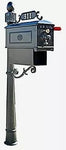 Residential Mailbox System with Fleur de Lis Mailbox and Newspaper Holder
